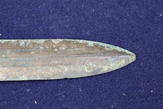 A Chinese bronze short sword, Han dynasty or later, L. 46cm